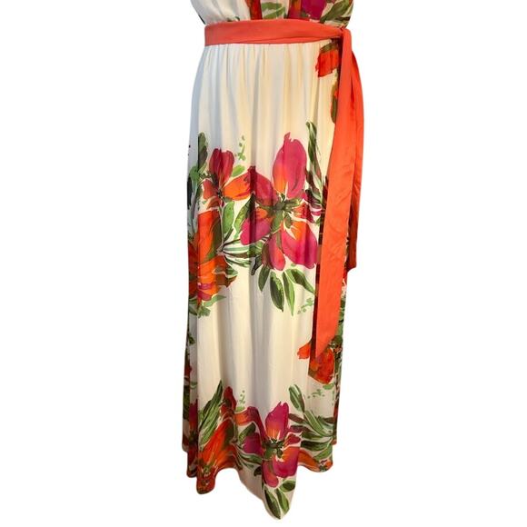 Eliza J Tropical Floral Chiffon Maxi Dress - Size 4 - Picture 2 of 7